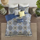 6-Piece Reversible Quilt Set with Throw Pillows – Blue King/Cal King | Elegant Soft Bedding Ensemble for Modern Bedrooms
