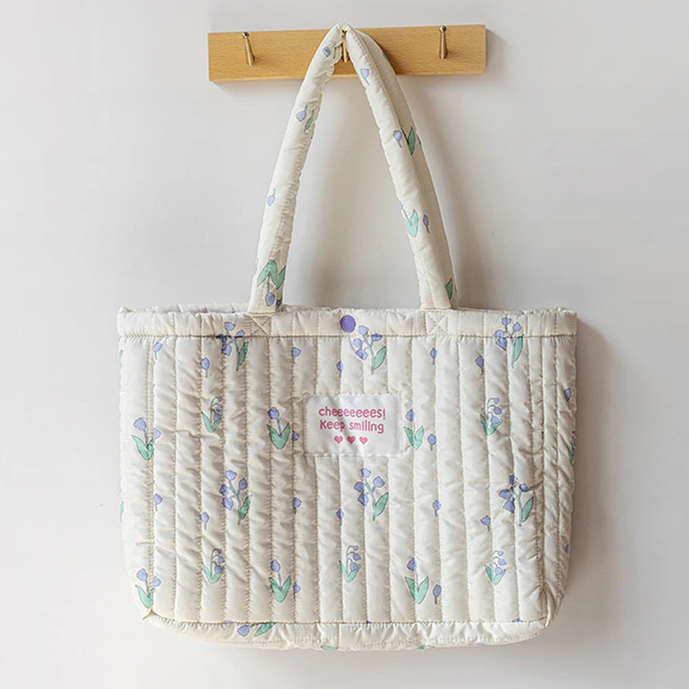 Women’s Printed Padded Sling Bag – Large Capacity Floral Puffer Bag for Work, Travel & Daily Use 👜✨
