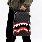 Plaid Shark Mouth Graphic Backpack for Men – Laptop School & College Travel Bag with Bold Street Style