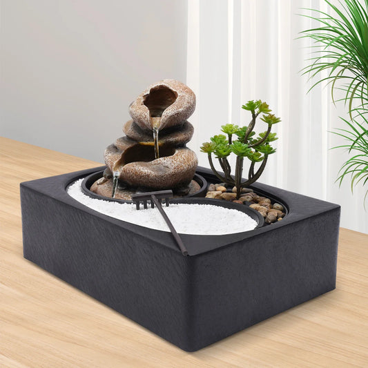 Tabletop Rock Water Fountain with LED Light – Indoor Zen Waterfall Décor for Desk & Home Relaxation