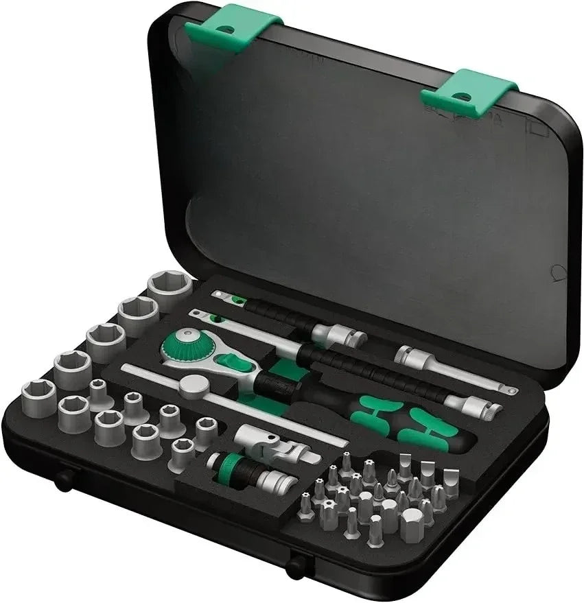 Wera 8100 SA 2 Zyklop 1/4" Metric Ratchet Set – 42 Pieces | Professional Mechanics Tool Kit with Case