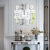 Irregular Large Diamond Mirrored Wall Clock – Luxury Sparkle Bling Quartz Clock with Roman Numerals for Living Room Décor