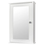 White Wall-Mounted Bathroom Cabinet with Mirror – Single Door Storage Unit
