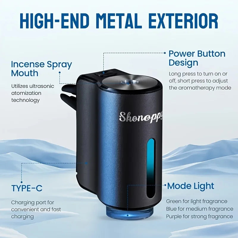 Smart car aromatherapy diffuser – three-mode adjustable essential oil humidifier & fragrance air freshener for vehicles