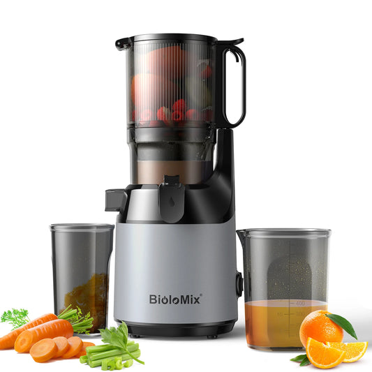 Biolomix Cold Press Juicer – 130mm Wide Feed Chute, Whole Fruit & Vegetable Slow Masticating Juicer, BPA-Free