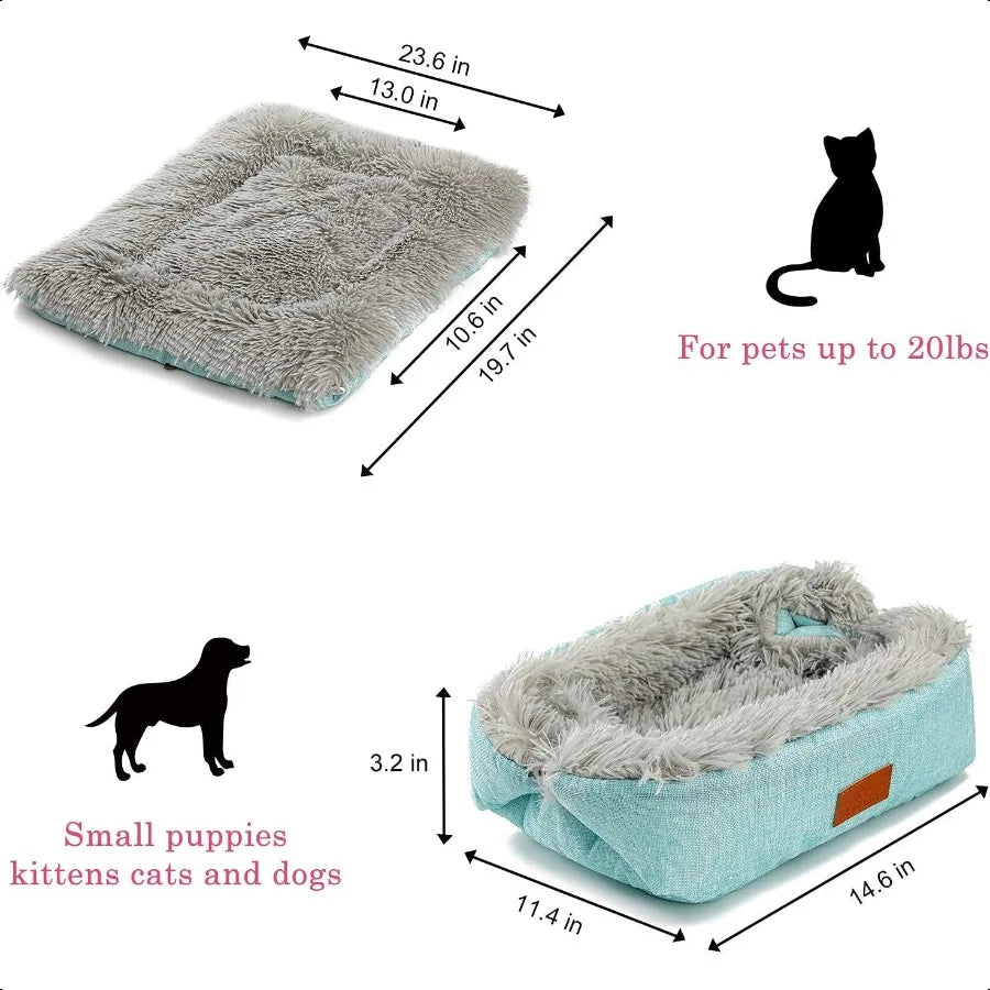 Self-Warming Foldable Cat Bed – 24×20in Thermal Heated Mat with Removable Cover, Extra Warm Cushion Pad for Cats & Small Pets