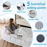 Human Dog Bed (71" x 45" x 12") – Oversized Faux Fur Washable Pet Bed for People & Pets