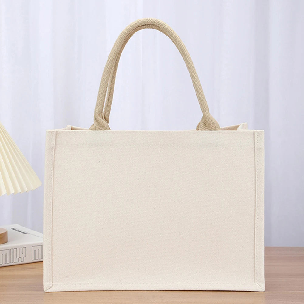 Women’s DIY canvas tote bag – large-capacity shopper handbag with sturdy handle, reusable grocery bag for daily use, weddings & gifts