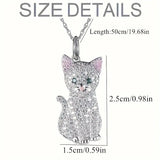 Cute White Cat Pendant Necklace – Adorable Pink-Ear Kitten Cartoon Jewelry for Women & Girls, Perfect Birthday Gift