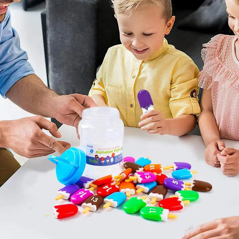 Number & Letter Matching Ice Cream Toy – Cute Digital Recognition Popsicle Game, Preschool Educational Learning Gift for Kids