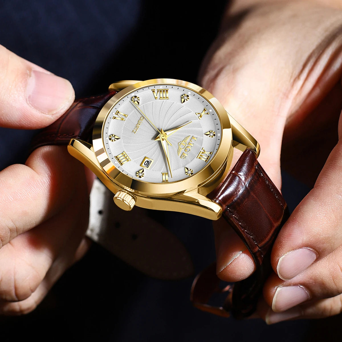 2025 LIGE Men’s Waterproof Luxury Watch – Luminous Leather Quartz Sports Wristwatch for Men ⌚✨