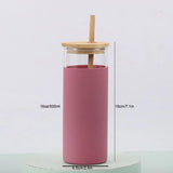 16oz Glass Water Bottle with Bamboo Lid & Straw – Silicone Sleeve, Stylish Reusable Hydration 💧🌿