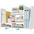 📂 Desktop File Organizer Shelf – White Desk Organizer for Office Supplies, Books & Accessories with Corner Storage Design