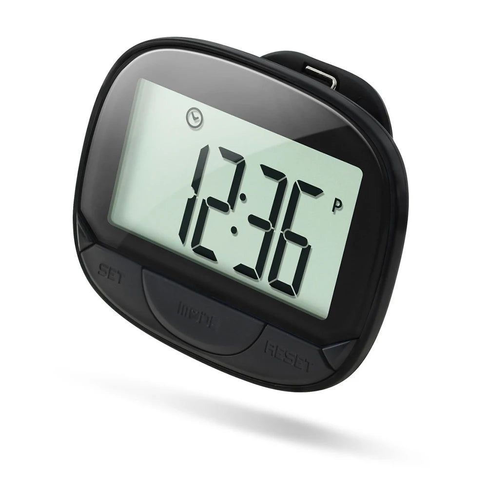 Clip-On Pedometer – Digital Step Tracker with Large Screen, Multi-Functional Step Counter for Adults, Seniors & Walking Pets