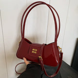 Women’s Patent PU Leather Armpit Handbag – Luxury Gold Buckle Shoulder Bag with Elegant Glossy Finish for Trendy Fashion Looks