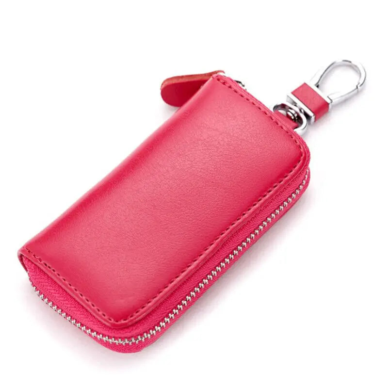 Genuine Leather Keychain Men Women Key Holder Organizer Pouch Cow Split Car Key Wallet Housekeeper Key Case Mini Card Bag
