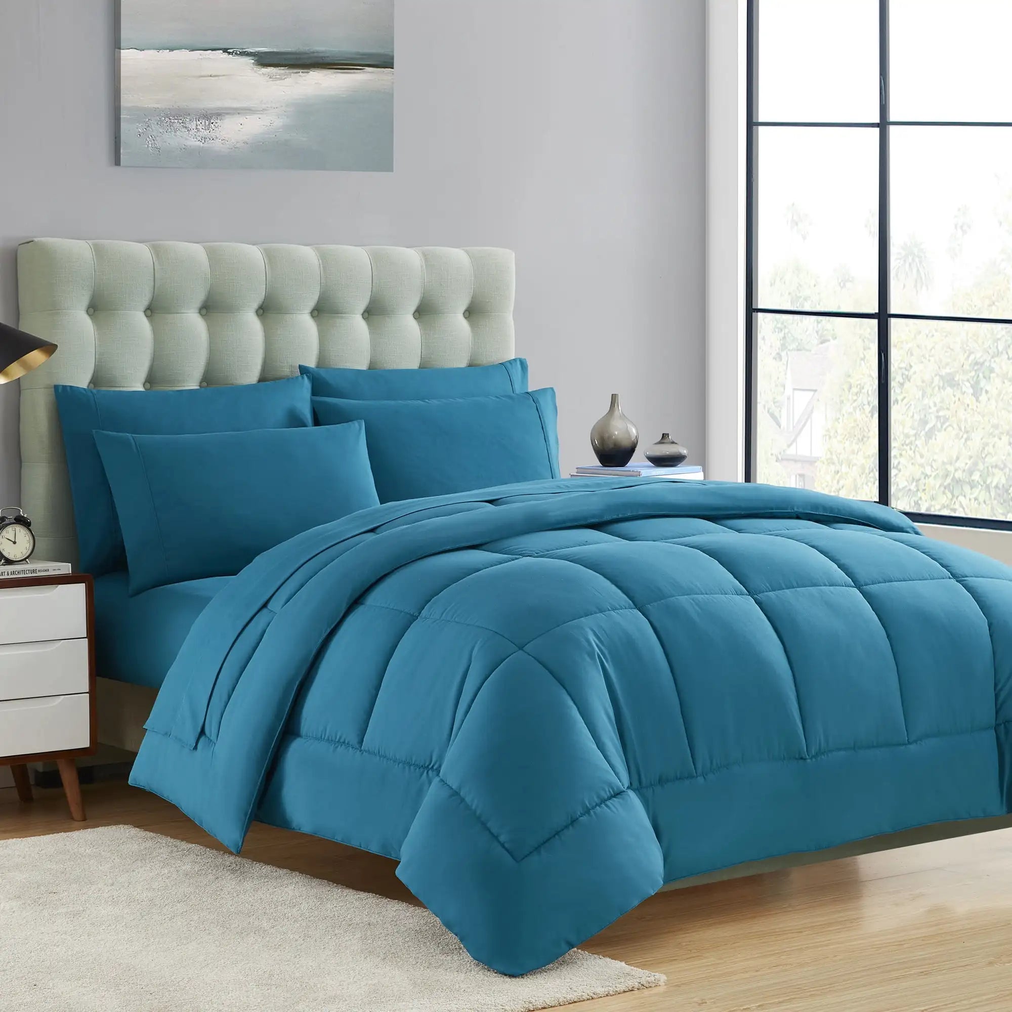 7-Piece Bed-in-a-Bag Down-Alternative Comforter Set – King Size All-Season Microfiber Bedding