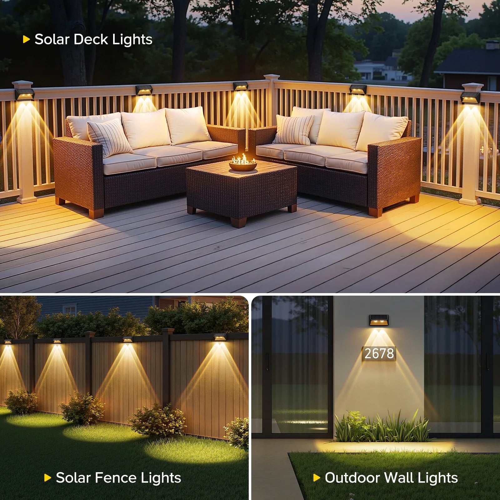 Solar Fence & Step Lights (4/8/12 Pack) – Cool & Warm White LED | Waterproof Outdoor Wall, Stair & Yard Lighting
