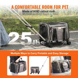 Airline-Approved Cat & Dog Carrier with Wheels – Rolling Travel Bag with Telescopic Handle, Ventilated Design & Shoulder Strap