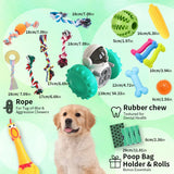 18-Piece Dog Toy Pack – Squeaky, Rope, Interactive & Chew Toys with Food Dispensers