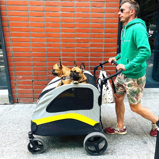 Premium Dog Stroller Pram – 4-Wheel Foldable Pet Jogger Wagon for Small, Medium & Large Dogs with Travel-Ready Design