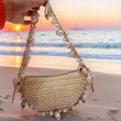 Women Pearl “Conch” Shoulder Bag with Pearl-Chain Strap – Elegant Straw Tote for Party & Commute
