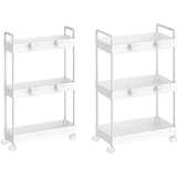 2-Pack 3-Tier Slim Storage Cart – Utility/Rolling Organiser for Bathroom, Laundry or Kitchen