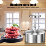 Stainless Steel Burger Patty Maker with Detachable Handle – Non-Stick Mold for Kitchen & Grilling