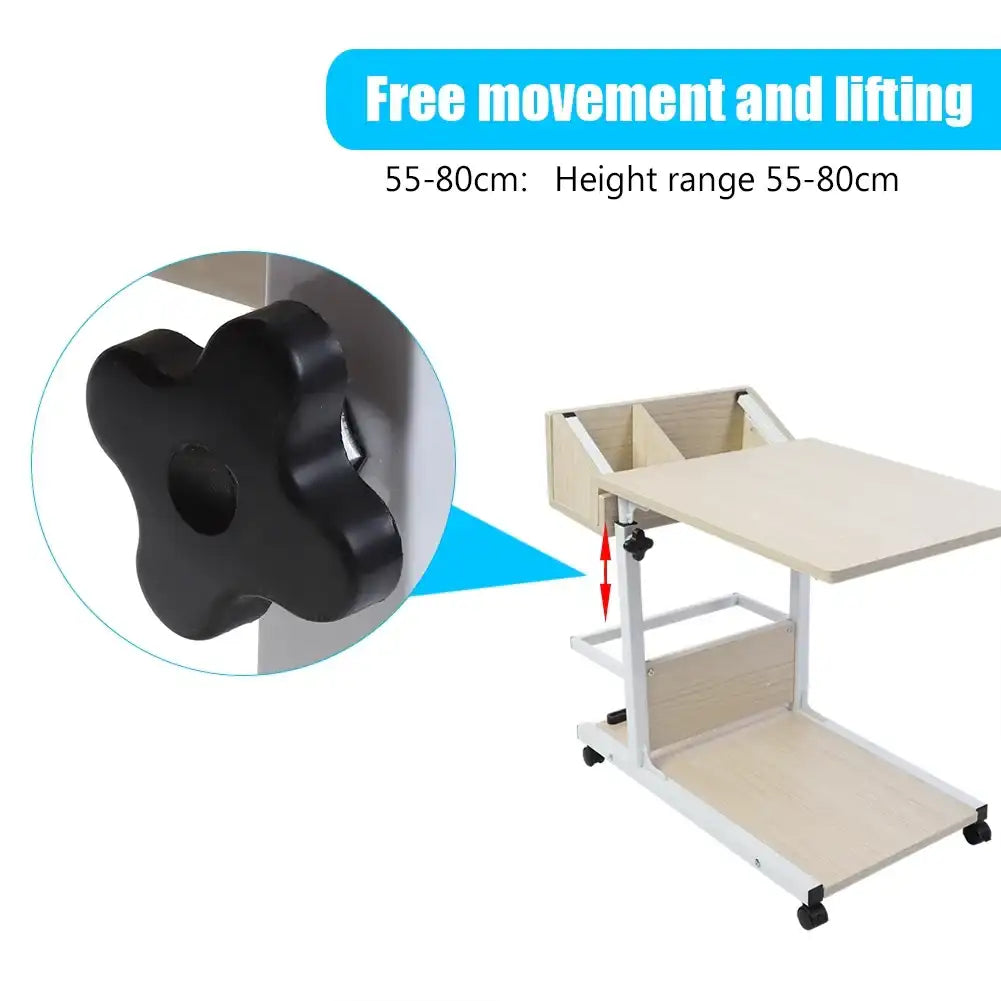 Adjustable Rolling Laptop Desk with Drawer – Portable Bed & Sofa Table for Snack, Books & Work 🖥️🛋️