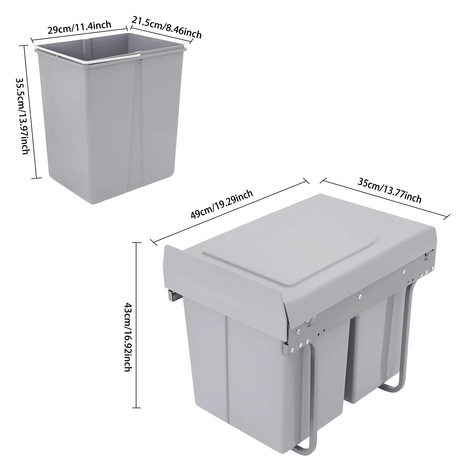 40 L Pull-Out Kitchen Waste Bin – Under-Cabinet Slide Recycling Trash Can System