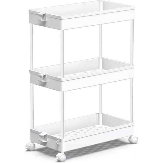 3-Tier Mobile Storage Cart – Bathroom & Laundry Organizer Utility Cart with Wheels