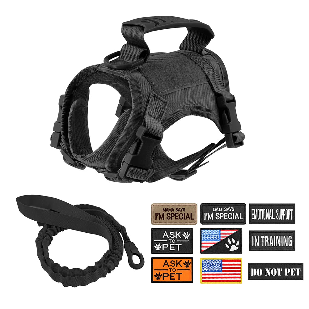 Tactical Cat Harness & Leash with 9 Patches – Adjustable Training Vest with Handle for Cats, Small Dogs & Puppies