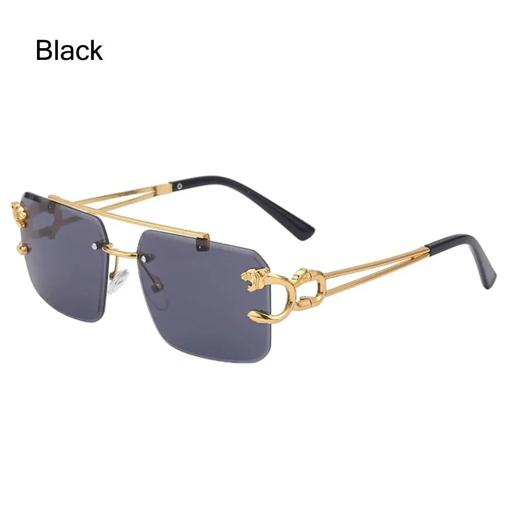 2024 Vintage Rimless Sunglasses – Oversized Square Gradient Shades with Double Bridge & UV400 Protection (Unisex)