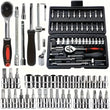 46-Piece Car Repair Tool Kit – Ratchet, Torque Wrench & Socket Set for Auto & Bike Maintenance 🔧