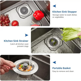 3-in-1 Kitchen Sink Drain Strainer & Plug Set – Food Collector + Trap for US Standard Sinks