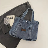 Women’s Large Denim Shoulder Bag – Trendy Tote Handbag with Spacious Capacity for Shopping & Daily Commute 👜💙