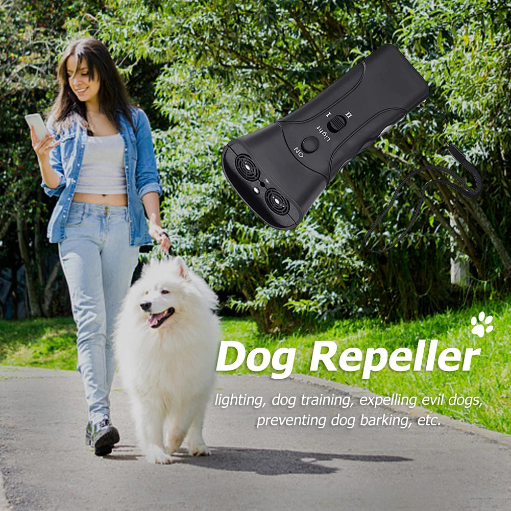Ultrasonic Bark Control Device – Lightweight Anti-Barking Trainer with LED Flashlight for Pet Training & Bark Deterrent