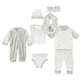 8-Piece Newborn Baby Outfit Set – Tops, Romper, Pants, Hat, Bib, Socks & Shoes for Baby Boys & Girls (Unisex)