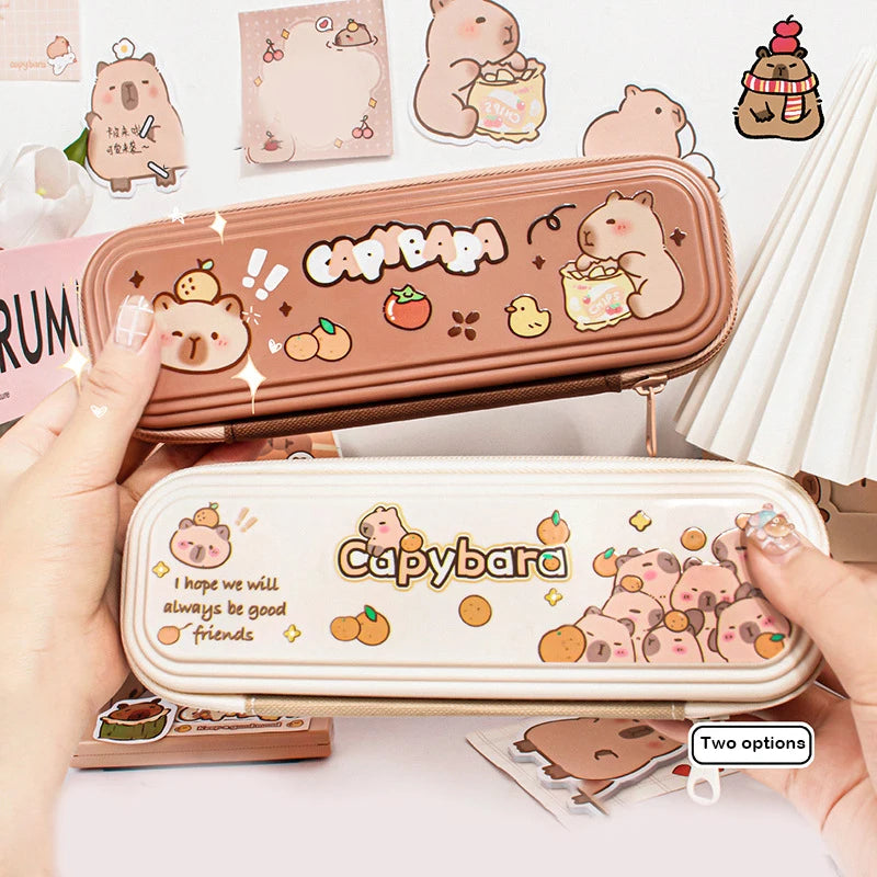 Cute Capybara Pencil Case – Large Capacity, Dirt-Resistant Aesthetic Stationery Bag 🐾✨