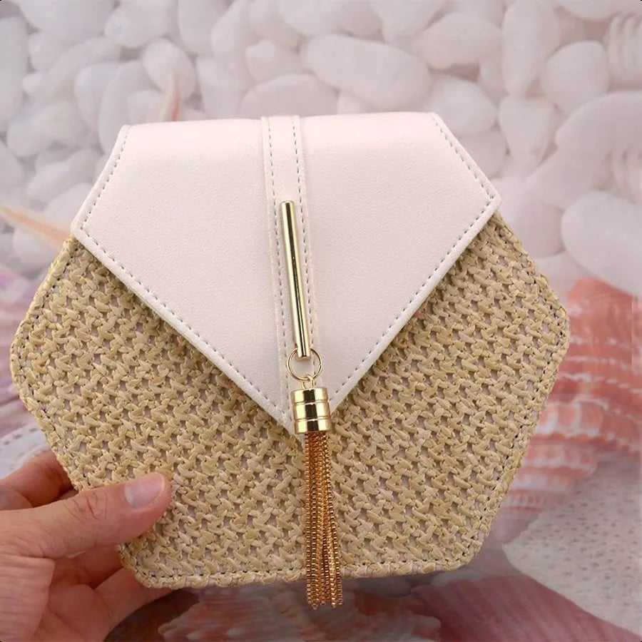 Cute Straw Shoulder Crossbody Bag for Women – Summer Woven Belt Bag Style