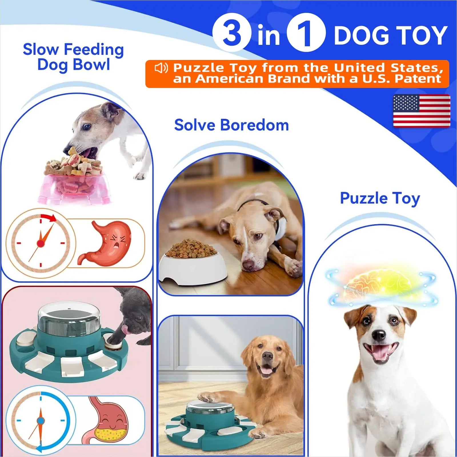 KADTC Dog Puzzle Toy with Button – Level 2 Food Dispenser & Slow Feeder for Puppies & Dogs