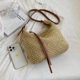Elegant Woven Crossbody Bag 🏖️ – Handmade Straw Messenger Bag with Adjustable Strap for Summer & Beach Style 🌞✨