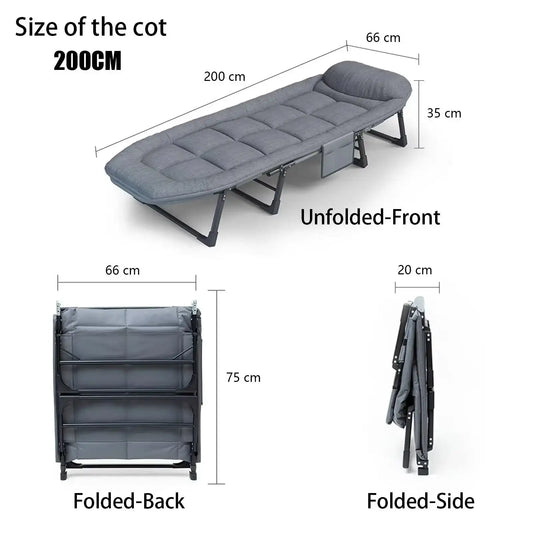 Niceway 6 Adjustable Positions Camping Cot with Mattress & Pillow for Adults 550LBS Heavy Duty Sleeping Cot Outdoor Folding Bed - PulinGO