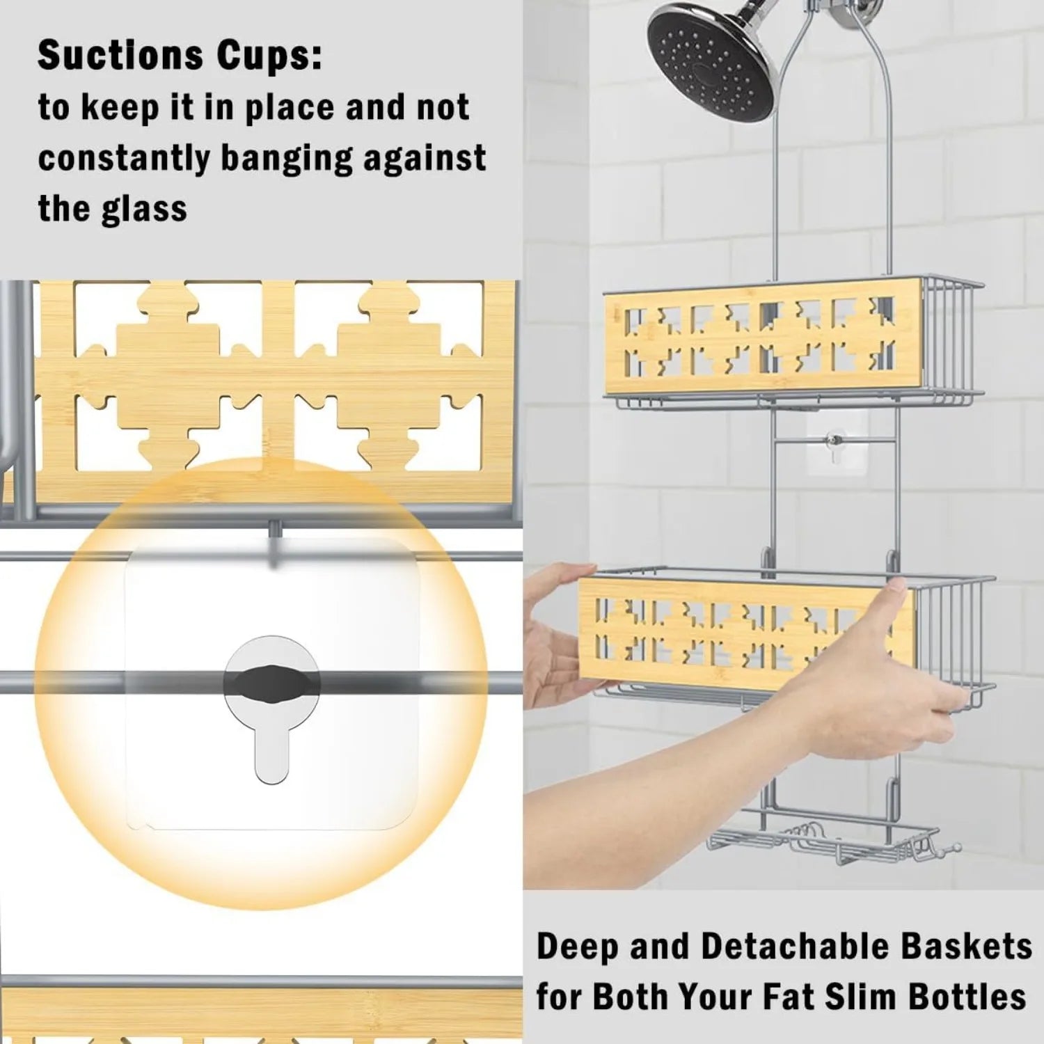 3-Tier Rustproof Hanging Shower Rack with Soap Holder – Over-Shower-Head Caddy