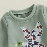 Spring Duck Embroidery Pullover & Camouflage Pants 2-Piece Outfit Set for Baby Boys
