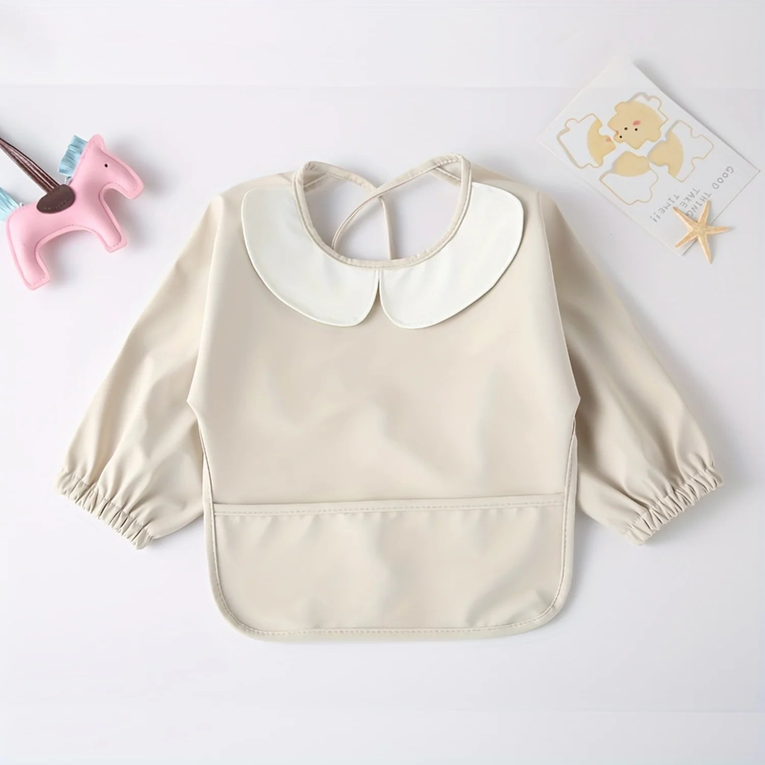 Cute Long-Sleeved Waterproof Feeding Bib – Full Coverage Baby Bib for Mealtime, Art & Holiday Gift