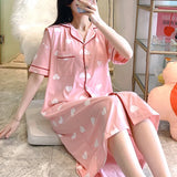 Women’s Cotton Maternity Pajama Dress – Short Sleeve Striped Nursing Sleepwear, Breastfeeding Loungewear Gown