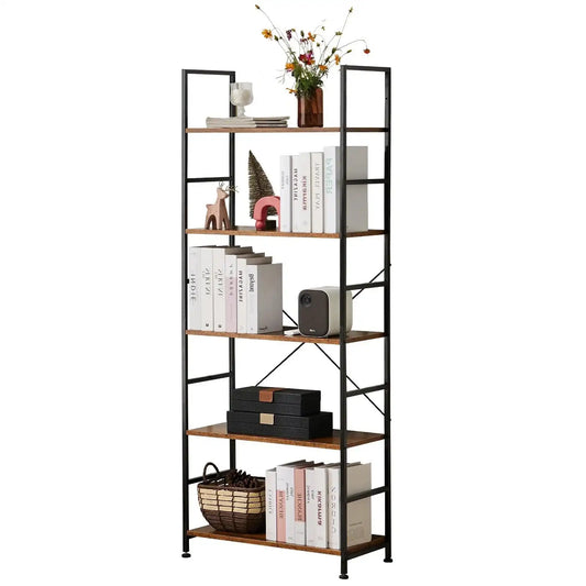JHK 5 Tier Bookcase Bookshelf Modern Book Case For Books Corner Storage Organizer for Bedroom Home Office Kitchen Living Room - PulinGO
