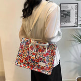 Women’s Polka Dot & Floral Tote Bag – Large-Capacity Stylish Shoulder & Crossbody Bag with Adjustable Strap & Multi-Pockets for Travel