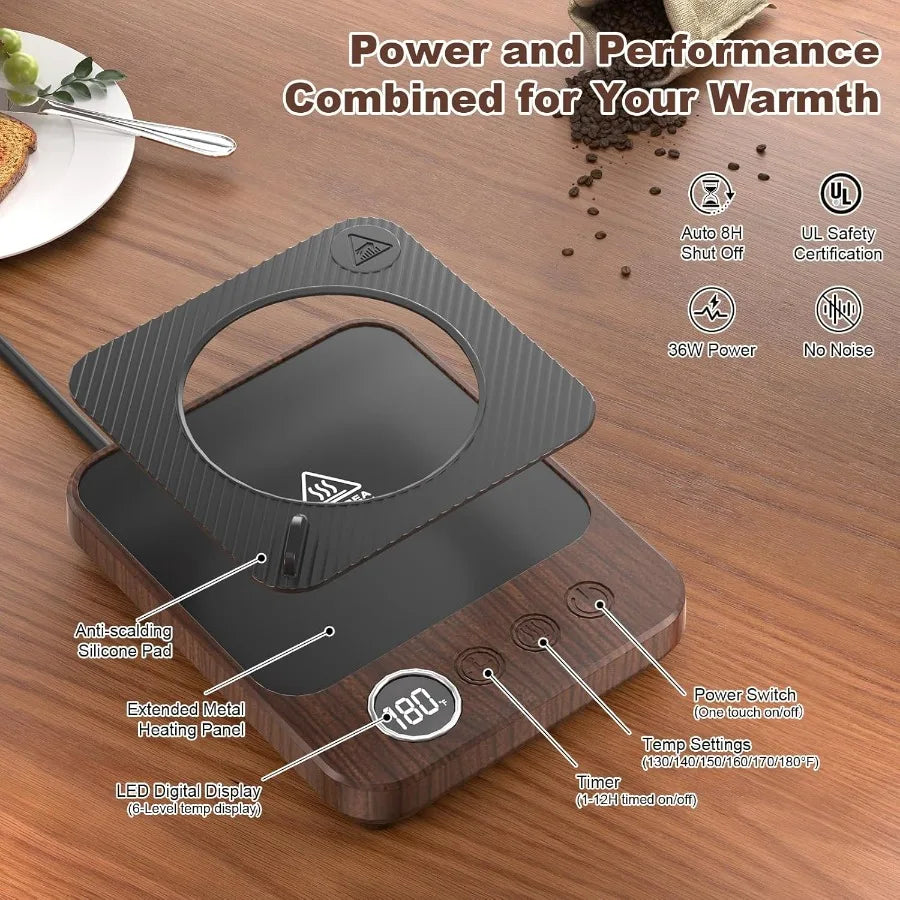 Pabiflo Coffee Mug Warmer & Mug Set – 36 W Electric Cup Heater with Auto-Shut-Off Timer (16 oz Smart Mug)